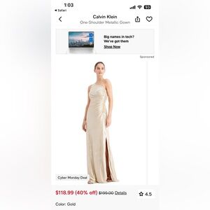 Calvin Klein gold dress women’s